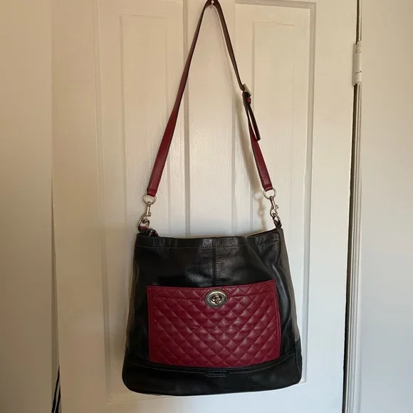 Coach Black and Burgundy Quilted Shoulder Bag - Picture 10 of 10